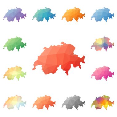 İsviçre geometrik poligonal mozaik tarzı koleksiyon parlak soyut mozaik düşük haritalar