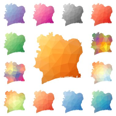 Fildişi Sahili geometrik poligonal mozaik tarzı koleksiyon parlak soyut mozaik düşük haritalar