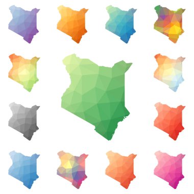 Kenya geometrik poligonal mozaik tarzı koleksiyon parlak soyut mozaik düşük Poli haritalar