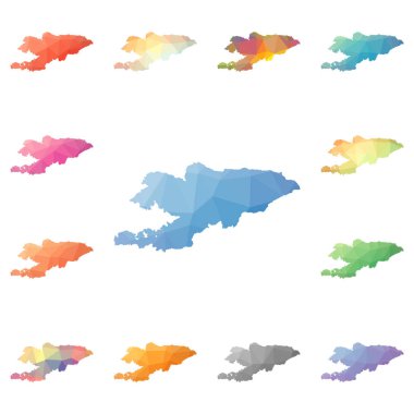 Kırgızistan geometrik poligonal mozaik tarzı koleksiyon parlak soyut mozaik düşük Poli haritalar