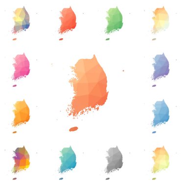 Güney Kore geometrik poligonal mozaik tarzı koleksiyon parlak soyut mozaik düşük haritalar