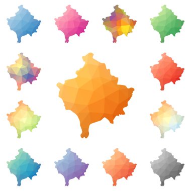 Kosova geometrik poligonal mozaik tarzı koleksiyon parlak soyut mozaik düşük Poli haritalar