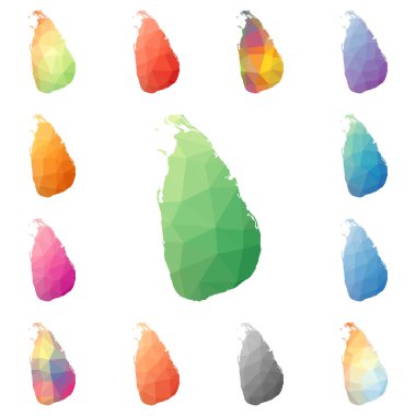 Sri Lanka geometrik poligonal mozaik tarzı koleksiyon parlak soyut mozaik düşük Poli haritalar