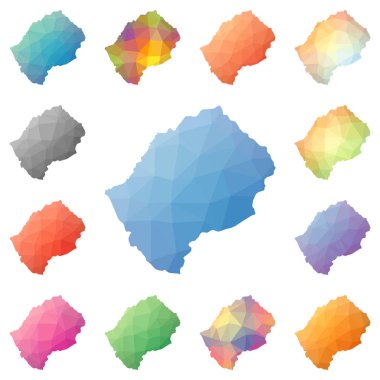 Lesotho geometrik poligonal mozaik tarzı koleksiyon parlak soyut mozaik düşük Poli haritalar