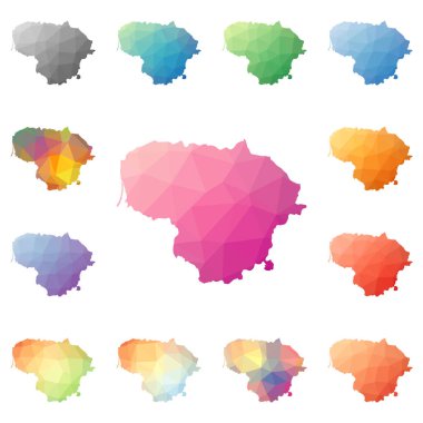 Litvanya geometrik poligonal mozaik tarzı koleksiyon parlak soyut mozaik düşük Poli haritalar