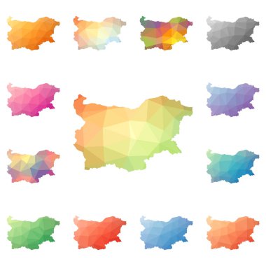 Bulgaristan geometrik poligonal mozaik tarzı koleksiyon parlak soyut mozaik düşük Poli haritalar