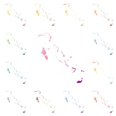 Bahamalar geometrik poligonal mozaik tarzı koleksiyon parlak soyut mozaik düşük Poli haritalar