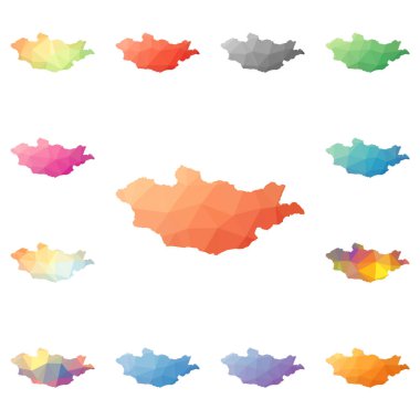 Moğolistan geometrik poligonal mozaik tarzı koleksiyon parlak soyut mozaik düşük Poli haritalar