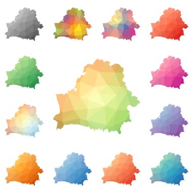 Beyaz Rusya geometrik poligonal mozaik tarzı koleksiyon parlak soyut mozaik düşük Poli haritalar