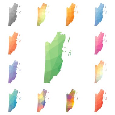 Belize geometrik poligonal mozaik tarzı koleksiyon parlak soyut mozaik düşük Poli haritalar