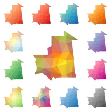 Moritanya geometrik poligonal mozaik tarzı koleksiyon parlak soyut mozaik düşük Poli haritalar