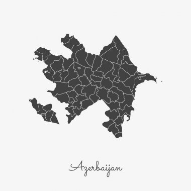 Azerbaycan bölge gri anahat Azerbaycan bölgeler vektör beyaz arka plan detaylı haritada göster