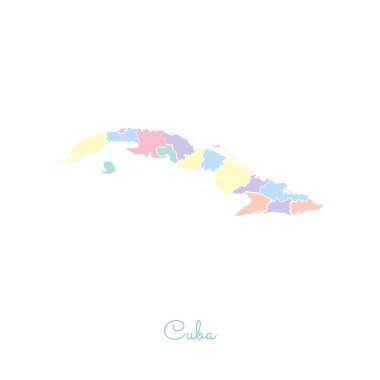 Küba bölge Küba bölgeleri vektör çizim beyaz anahat Detaylı Haritası ile renkli göster