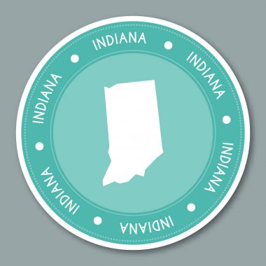Indiana etiket düz etiket tasarımını vatansever bize devlet harita yuvarlak etikel rozet vektör yuvarlak