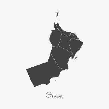 Umman bölge gri anahat Umman bölgeler vektör beyaz arka plan detaylı haritada göster