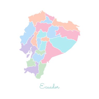 Ekvator bölgesi Haritası ayrıntılı Beyaz anahat ile renkli harita Ekvator bölgelerinde vektör