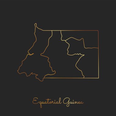 Ekvator Ginesi bölgesi harita altın gradyan anahat koyu arka plan Detaylı Haritası Ekvator üzerinde