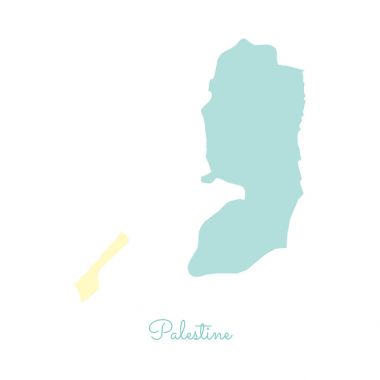 Palestine bölgesi Haritası ayrıntılı Beyaz anahat ile renkli harita Palestine bölgelerinde vektör