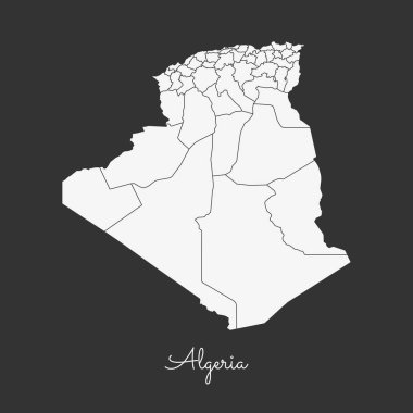 Cezayir bölgesi harita beyaz anahat Cezayir bölgeler vektör gri arka plan detaylı haritada