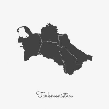 Türkmenistan bölge gri anahat Türkmenistan bölgeler beyaz arka plan detaylı haritada göster