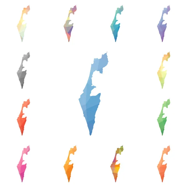 Israel geométrica mosaico poligonal estilo mapas colección teselación abstracta brillante baja poli — Vector de stock