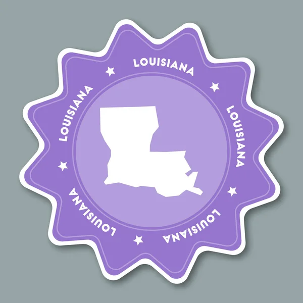 流行色でルイジアナ州地図ステッカー トラベル ステッカー一緒に状態名とマップとして使用できます。 — ストックベクタ