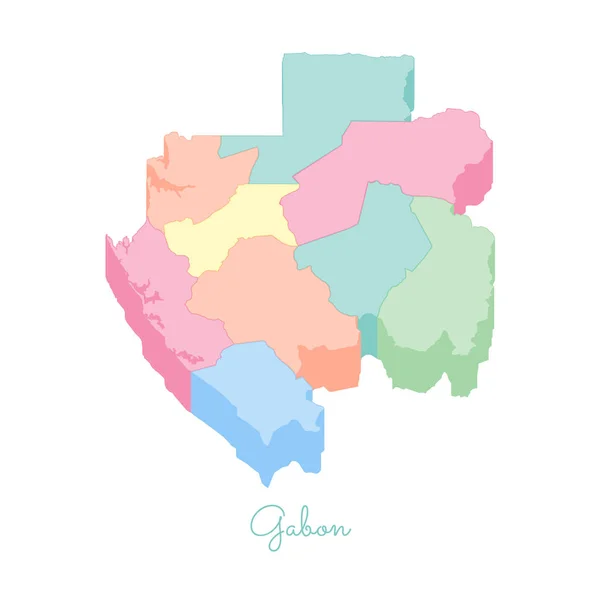 Gabun Region Karte bunte isometrische Draufsicht Detailkarte der gabunischen Regionen Vektorillustration — Stockvektor