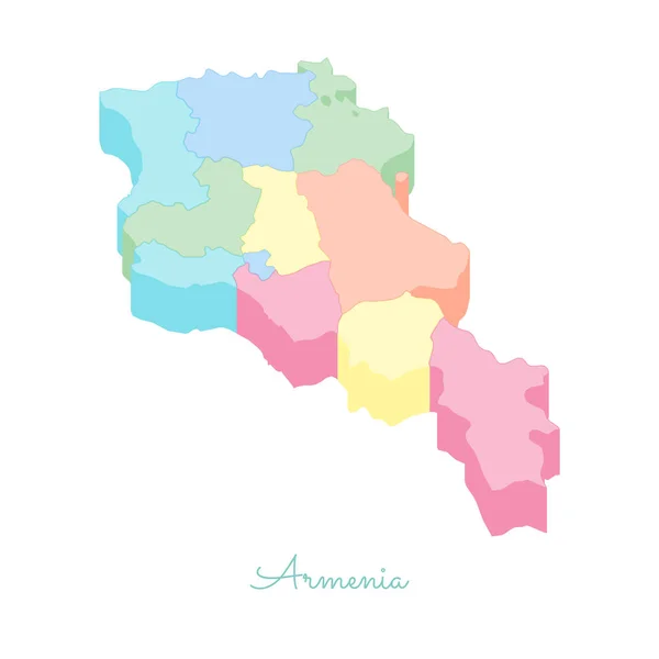 Вірменія регіону карту барвисті ізометричної вид зверху диференційований карта Вірменії регіонів вектор — стоковий вектор