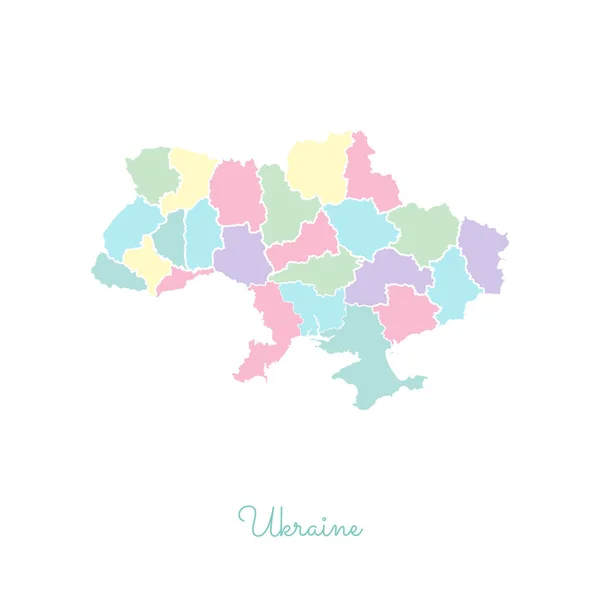 Barevné s bílým obrysem podrobné mapě regionu Ukrajina mapa regionů Ukrajiny vektor — Stockový vektor