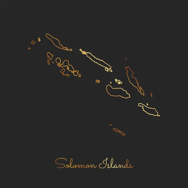 Solomon Islands Regionskarte Goldener Gradienten Umriss auf dunklem Hintergrund Detailkarte von Solomon — Stockvektor