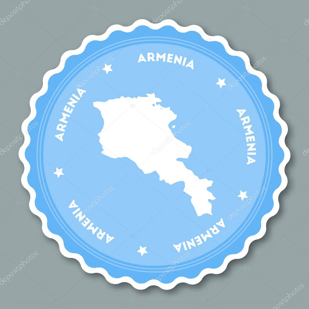 Armenia sticker flat design Round flat style badges of trendy colors with country map and name
