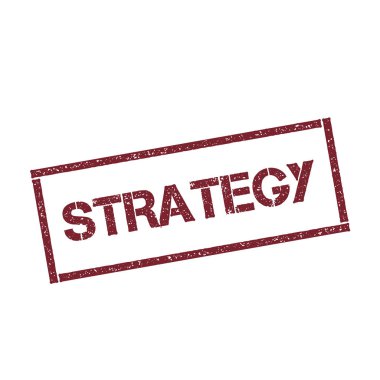 Strateji dikdörtgen damga dokulu kırmızı mühür ile izole beyaz arka plan vektör üzerinde metin