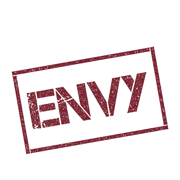 Timbre rectangulaire Envy Sceau rouge texturé avec texte isolé sur fond blanc vecteur — Image vectorielle