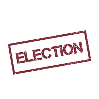 Seçim dikdörtgen damga dokulu kırmızı mühür ile izole beyaz arka plan vektör üzerinde metin