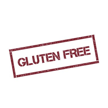 Gluten ücretsiz dikdörtgen damga dokulu kırmızı mühür ile izole beyaz arka plan vektör üzerinde metin