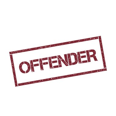 Suçlu dikdörtgen damga dokulu kırmızı mühür ile izole beyaz arka plan vektör üzerinde metin