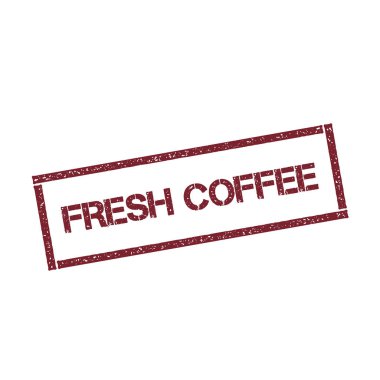 Taze kahve dikdörtgen damga dokulu kırmızı mühür ile izole beyaz arka plan vektör üzerinde metin