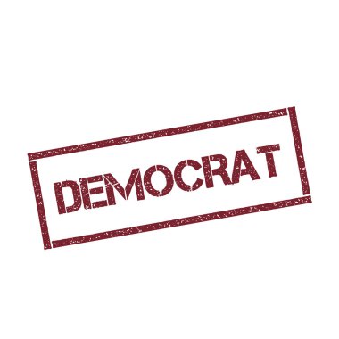 Demokrat dikdörtgen damga dokulu kırmızı mühür ile izole beyaz arka plan vektör üzerinde metin