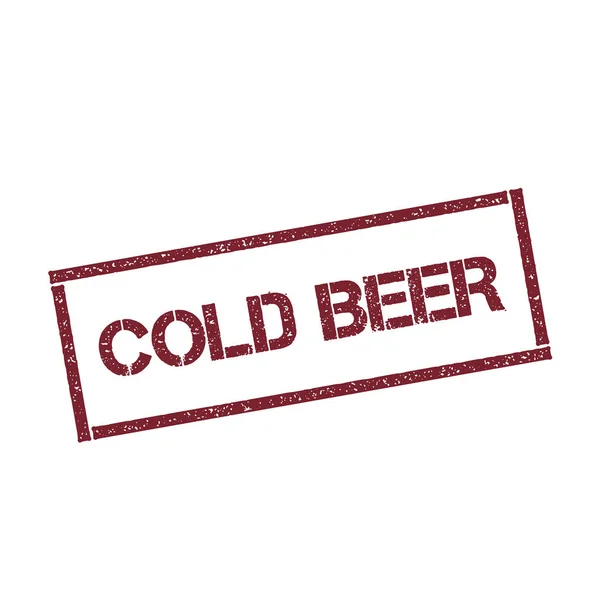 テキストは、白い背景で隔離の冷たいビール長方形のスタンプ テクスチャの赤いシール — ストックベクタ