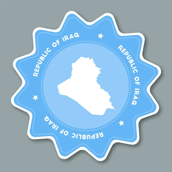 Iraq map sticker in trendigen farben sternförmige reiseaufkleber mit ländernamen und karte verwendbar — Stockvektor
