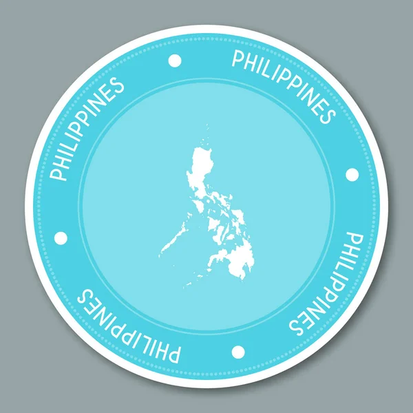 Filippinerna etikett platt klistermärke design patriotiska land karta runda lable land klistermärke vector — Stock vektor