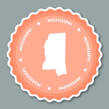 Mississippi etiket düz tasarım yuvarlak düz stil rozetleri devlet harita ile modaya uygun renk ve