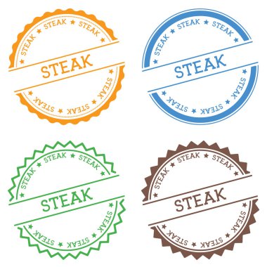 Düz beyaz arka plan üzerinde izole biftek rozet stil etiketi ile metin dairesel amblemi vektör yuvarlak