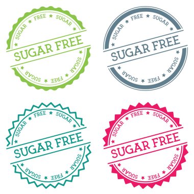 Düz beyaz arka plan üzerinde izole şeker ücretsiz rozet stil yuvarlak etiket metin dairesel amblemi ile