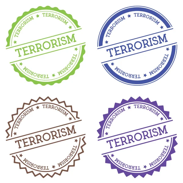 白色背景平面上孤立的恐怖主义徽章风格圆形标签与文本的圆形象征 — 图库矢量图片