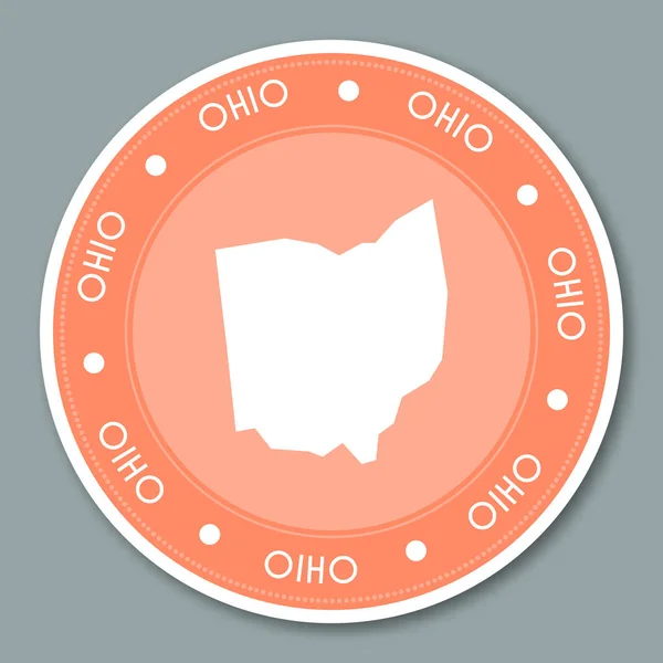 Огайо Дизайн етикетки плоских наклейка вітчизняної нас держави карту круглі етикетки круглі бейдж Векторні ілюстрації — стоковий вектор