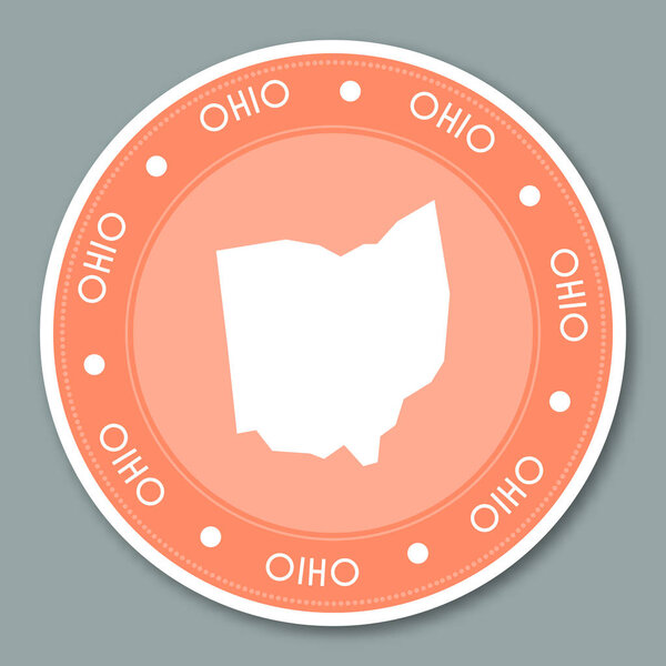 Ohio label flat sticker design Patriotic US state map round lable Round badge vector illustration