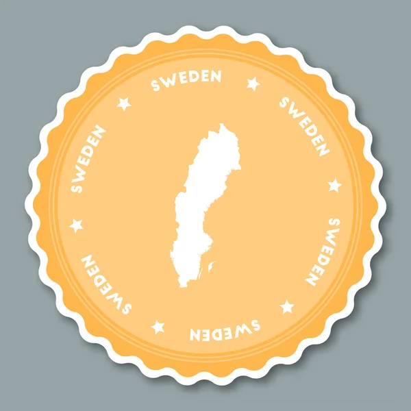 Наклейка Королевство Швеция плоский дизайн Круглый плоский стиль значки модных цветов с картой страны и — стоковый вектор