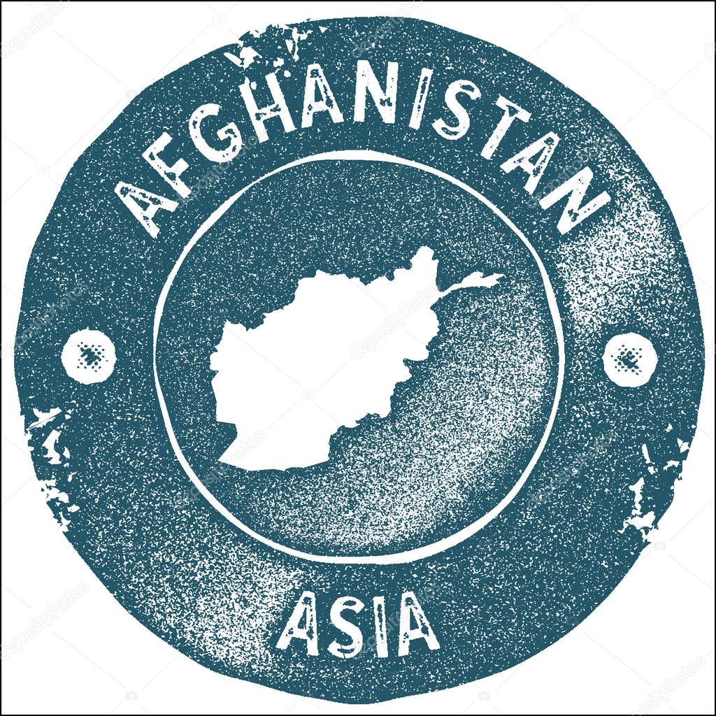 Afghanistan map vintage stamp Retro style handmade label Afghanistan badge or element for travel