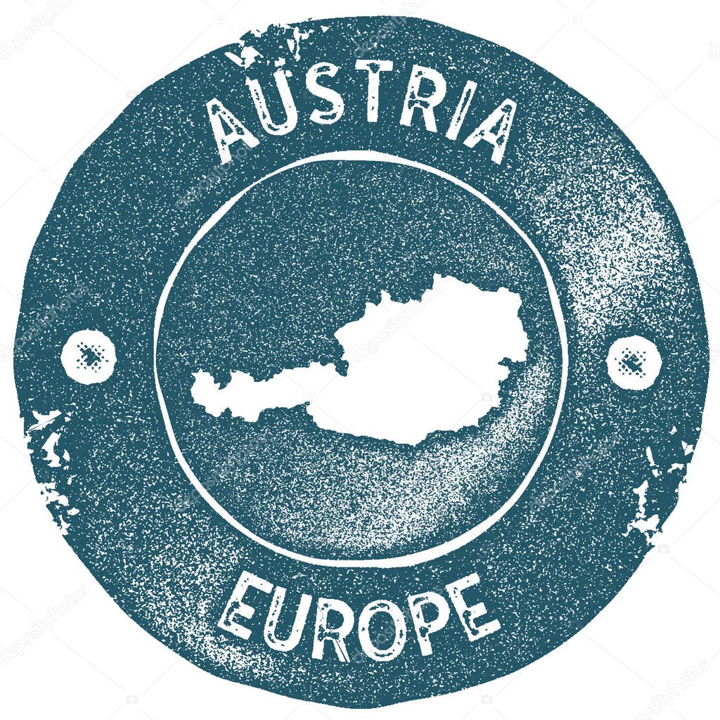 Austria map vintage stamp Retro style handmade label Austria badge or element for travel